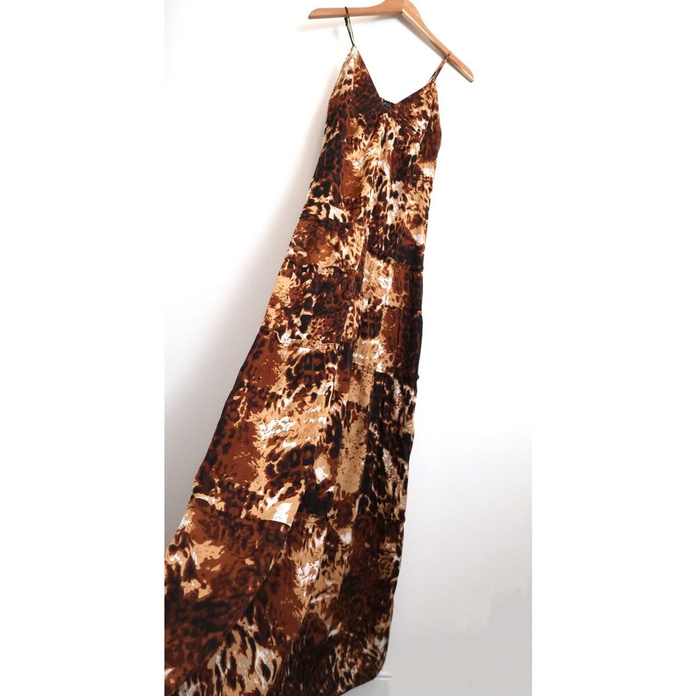 TORN BY RONNY KOBO Animal Leopard Print Tiered Maxi Tank Dress Revolve L $248